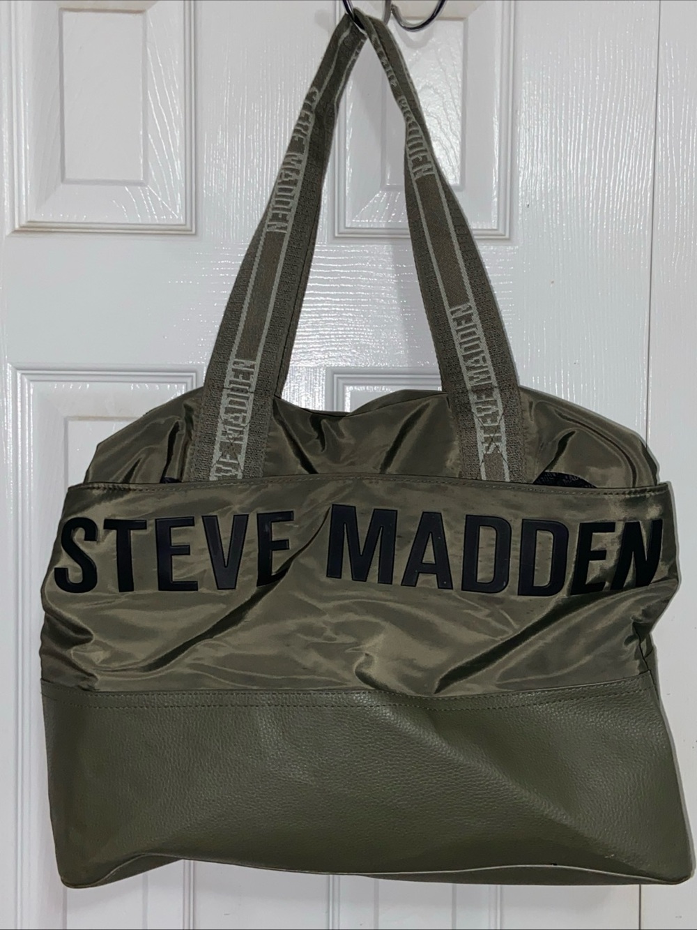 Steve Madden Olive Green Duffel Tote Bag